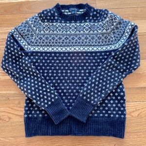 Lands End Classic Fair Isle Wool Cashmere Crewneck Sweater Small